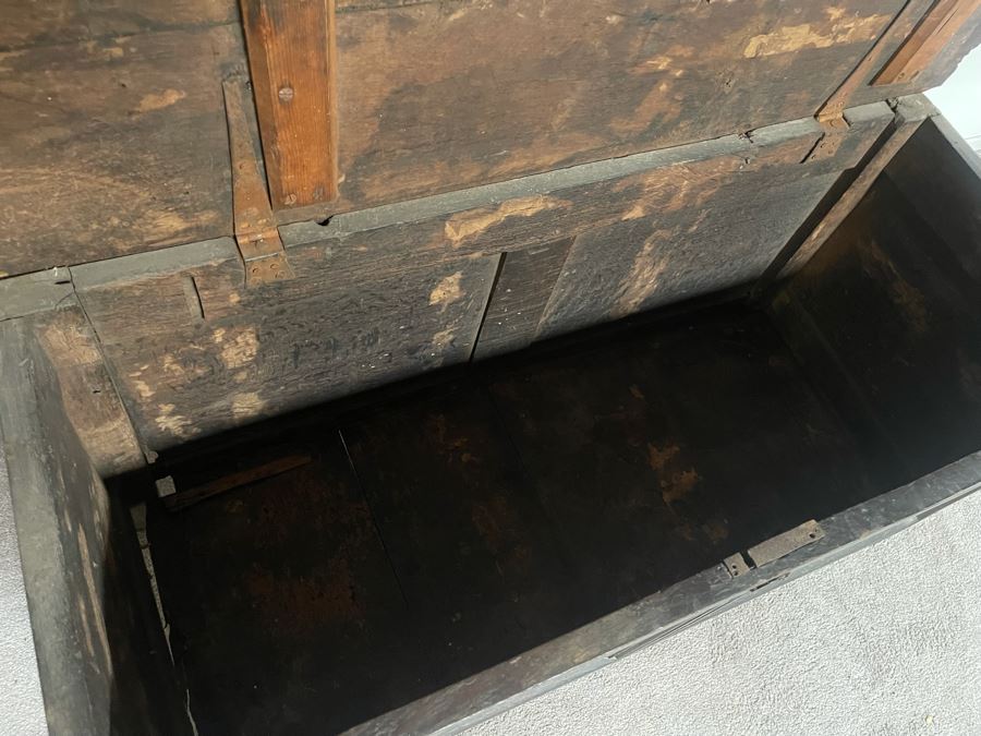 Antique Primitive Wooden Blanket Hope Chest 49.5W X 21D X 25H [Photo 8]