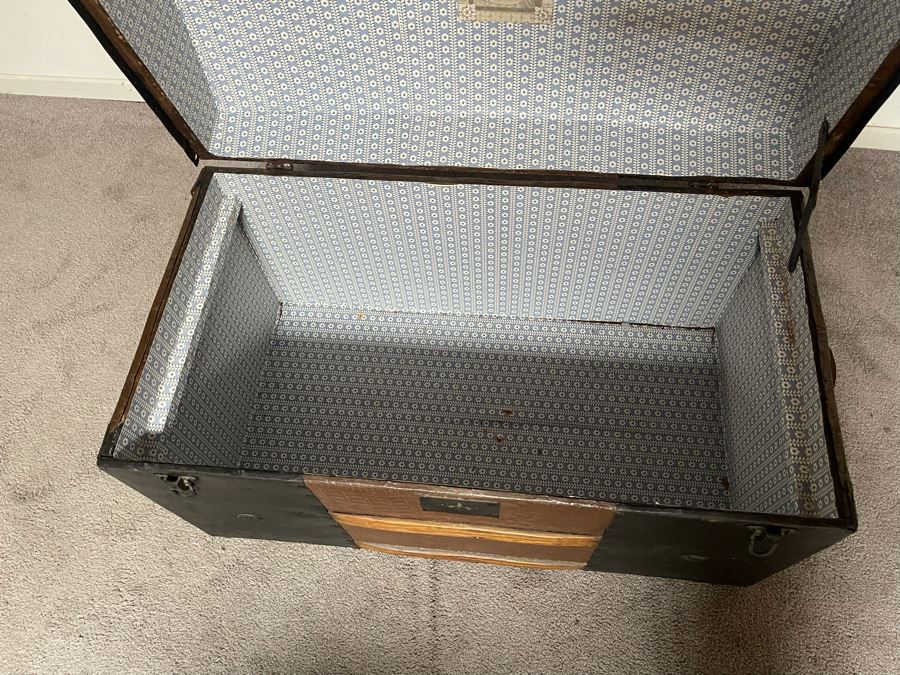 Vintage Domed Wood And Metal Trunk 32W X 17D X 19H [Photo 10]