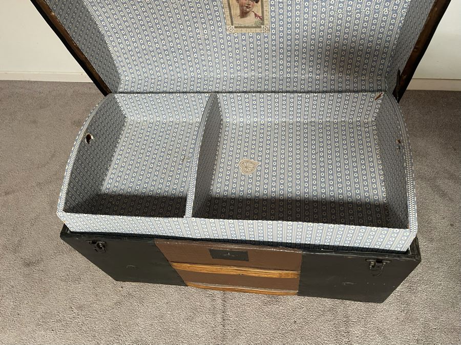 Vintage Domed Wood And Metal Trunk 32W X 17D X 19H [Photo 9]