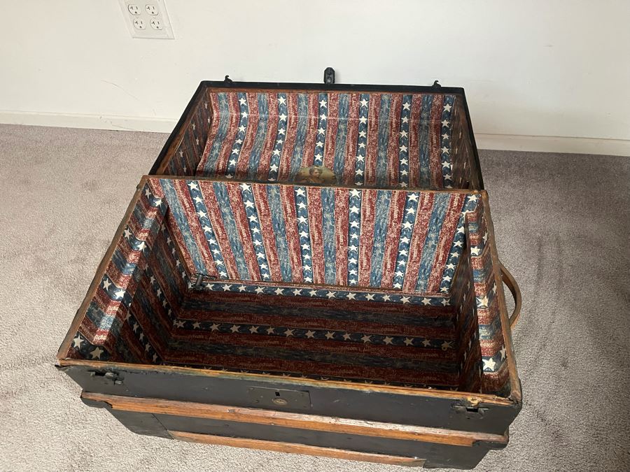 Vintage Domed Wood And Metal Trunk 27W X 16D X 20H [Photo 10]