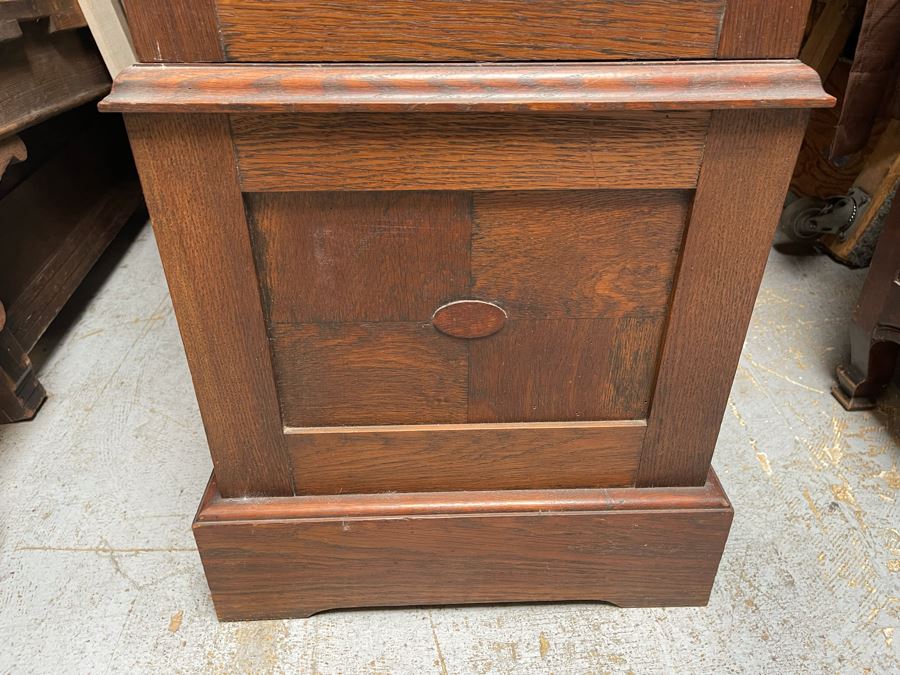 Antique Working Grandfather Clock With Carved Wooden Case 19W X 11D X 84.5H [Photo 4]