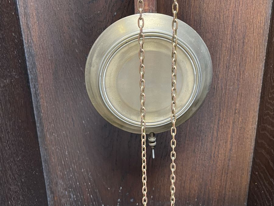 Antique Working Grandfather Clock With Carved Wooden Case 19W X 11D X 84.5H [Photo 7]