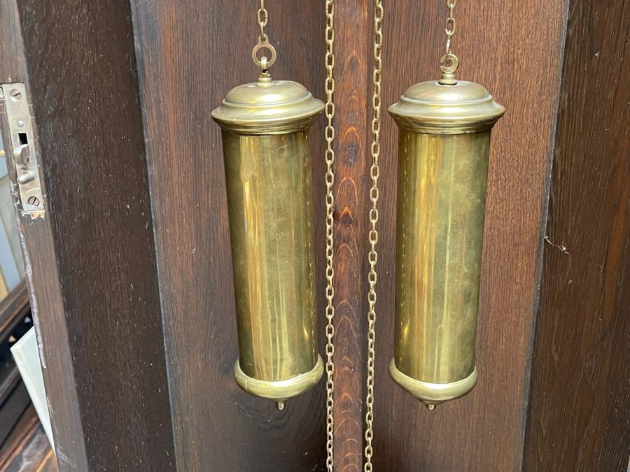 Antique Working Grandfather Clock With Carved Wooden Case 19W X 11D X 84.5H [Photo 6]