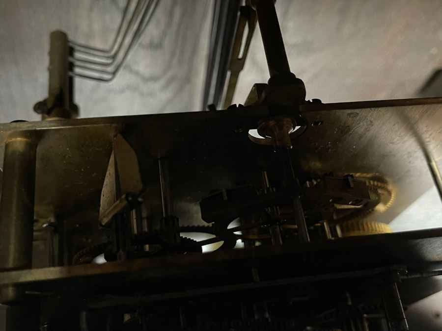 Antique Working Grandfather Clock With Carved Wooden Case 19W X 11D X 84.5H [Photo 9]