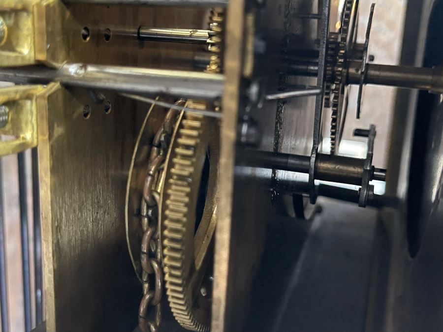 Antique Working Grandfather Clock With Carved Wooden Case 19W X 11D X 84.5H [Photo 11]