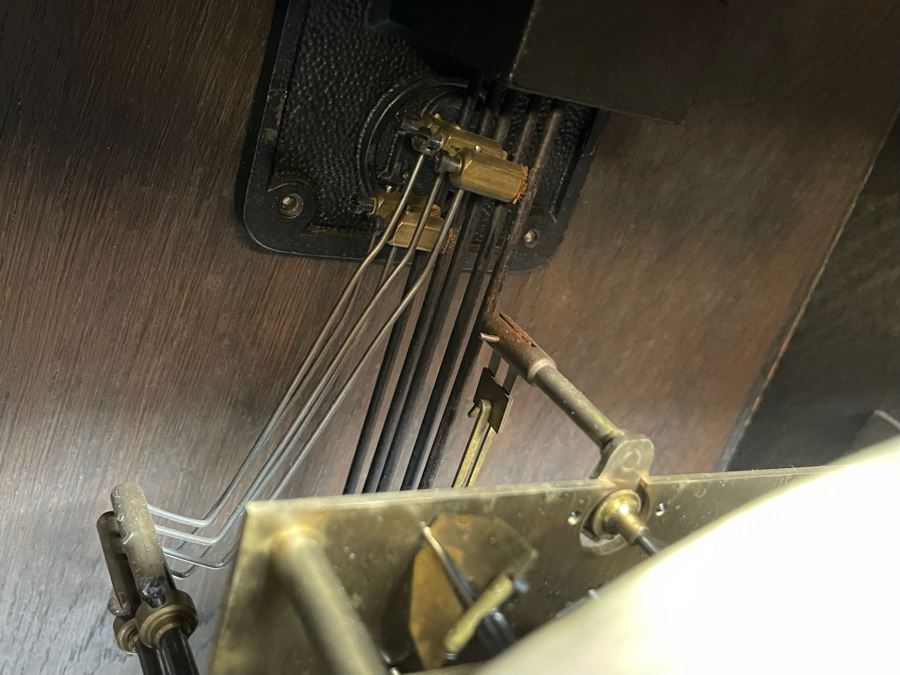 Antique Working Grandfather Clock With Carved Wooden Case 19W X 11D X 84.5H [Photo 8]