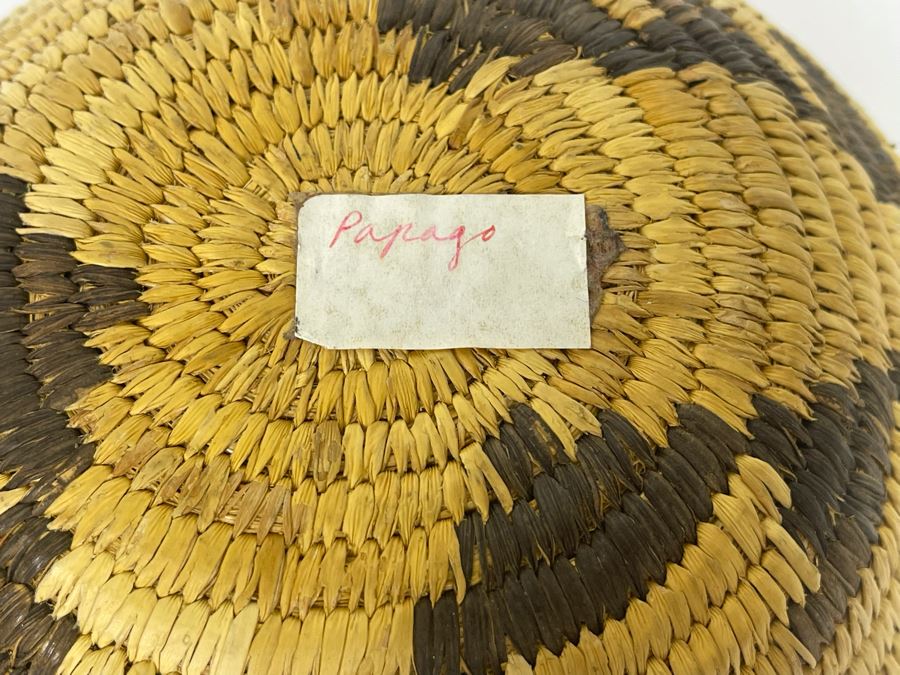 Vintage Native American Indian Papago Woven Basket 6.75R X 1.75H [Photo 7]