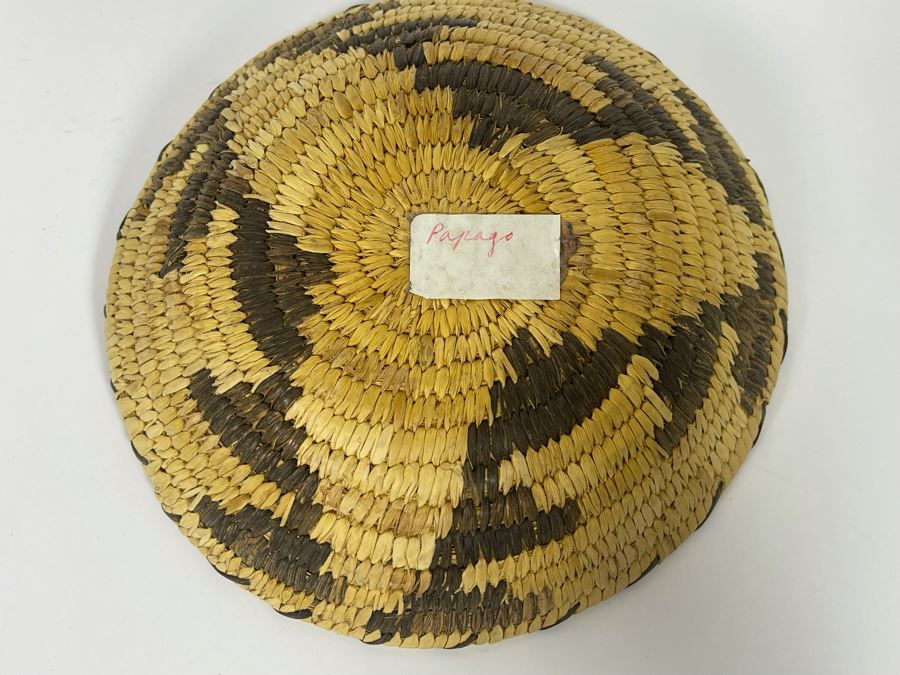 Vintage Native American Indian Papago Woven Basket 6.75R X 1.75H [Photo 6]