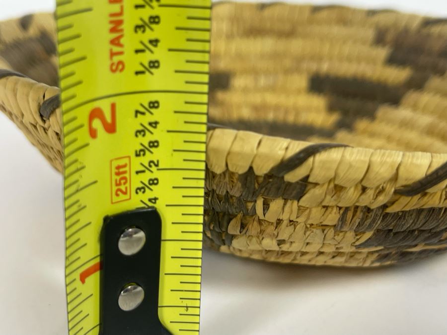 Vintage Native American Indian Papago Woven Basket 6.75R X 1.75H [Photo 9]