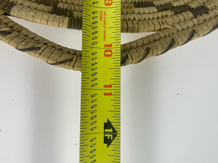Vintage Native American Indian Papago Woven Basket With Handles 11.5W X 10.5D X 2H [Photo 14]