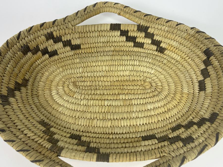 Vintage Native American Indian Papago Woven Basket With Handles 11.5W X 10.5D X 2H [Photo 10]