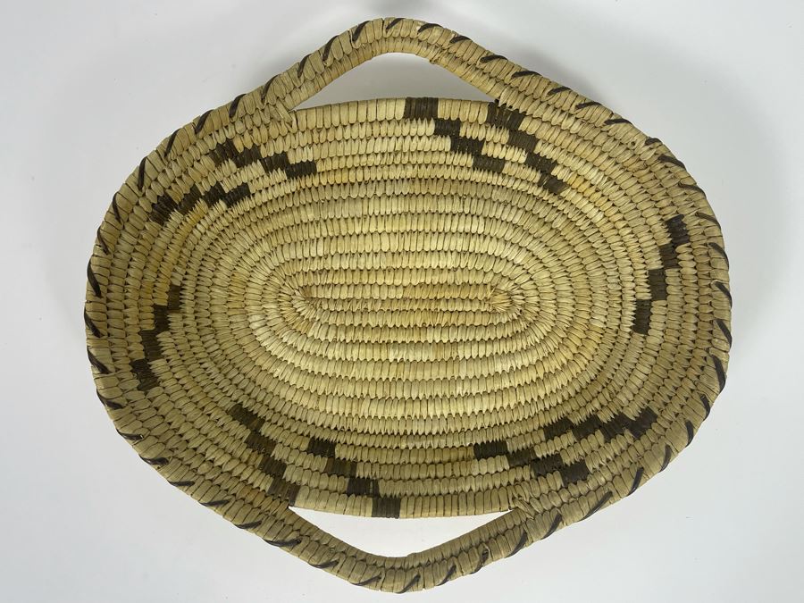 Vintage Native American Indian Papago Woven Basket With Handles 11.5W X 10.5D X 2H [Photo 9]