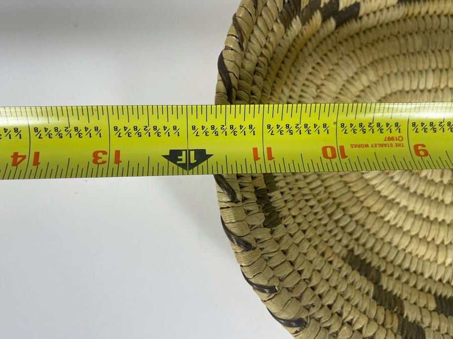 Vintage Native American Indian Papago Woven Basket With Handles 11.5W X 10.5D X 2H [Photo 13]