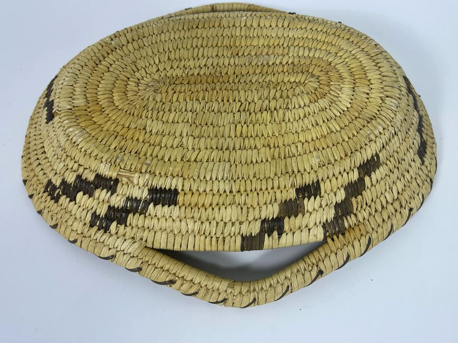 Vintage Native American Indian Papago Woven Basket With Handles 11.5W X 10.5D X 2H [Photo 12]