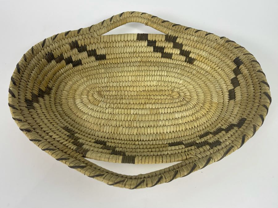 Vintage Native American Indian Papago Woven Basket With Handles 11.5W X 10.5D X 2H [Photo 7]