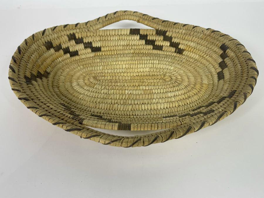 Vintage Native American Indian Papago Woven Basket With Handles 11.5W X 10.5D X 2H [Photo 8]