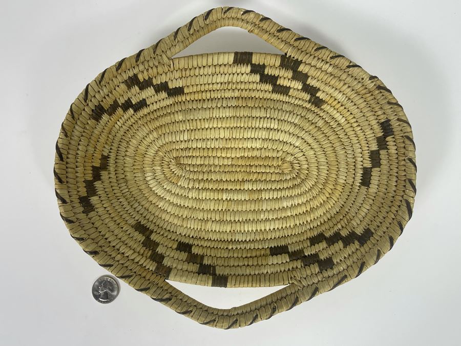 Vintage Native American Indian Papago Woven Basket With Handles 11.5W X ...