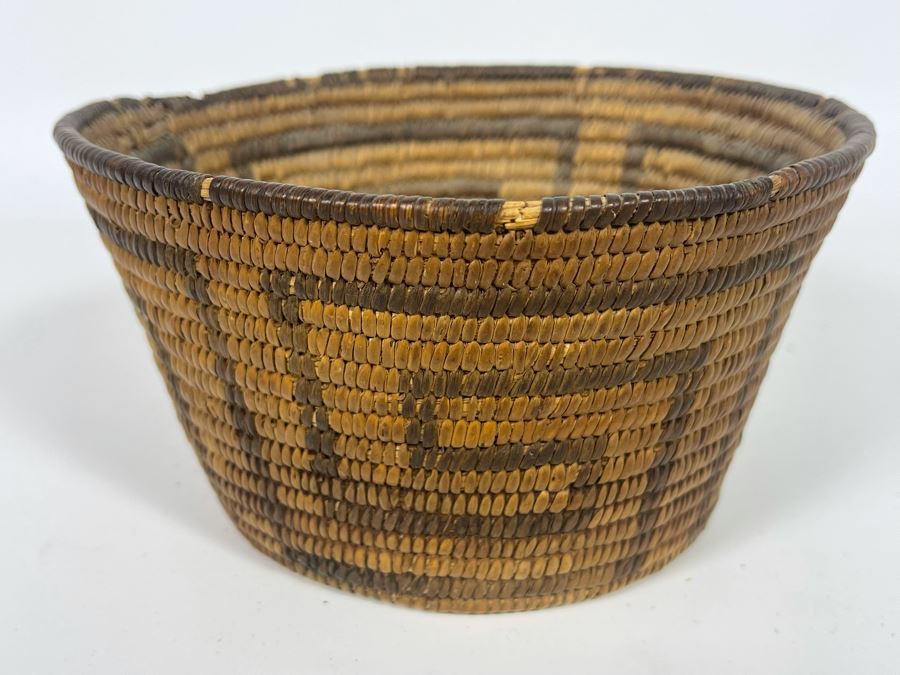 Antique Native American Indian Pima Basket From Arizona Circa 1910 Some Wear From Age 6.5W X 3.5H [Photo 2]