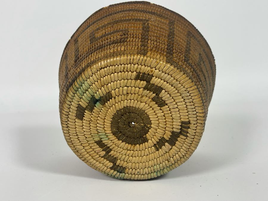 Antique Native American Indian Pima Basket From Arizona Circa 1910 Some Wear From Age 6.5W X 3.5H [Photo 9]