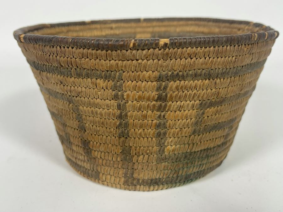 Antique Native American Indian Pima Basket From Arizona Circa 1910 Some Wear From Age 6.5W X 3.5H [Photo 7]