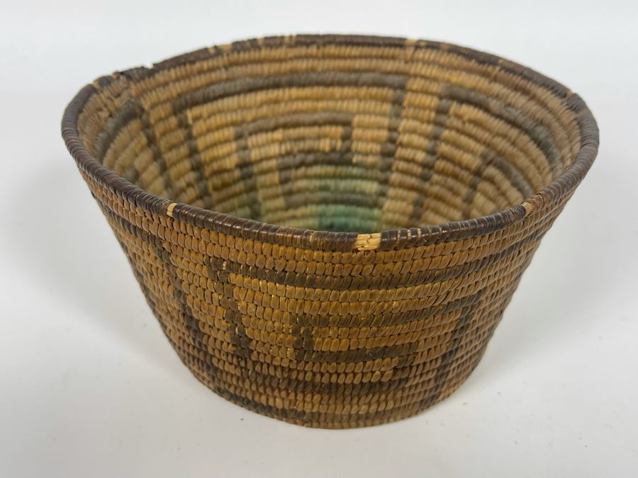 Antique Native American Indian Pima Basket From Arizona Circa 1910 Some Wear From Age 6.5W X 3.5H [Photo 4]