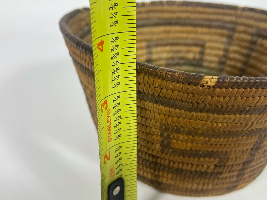 Antique Native American Indian Pima Basket From Arizona Circa 1910 Some Wear From Age 6.5W X 3.5H [Photo 13]