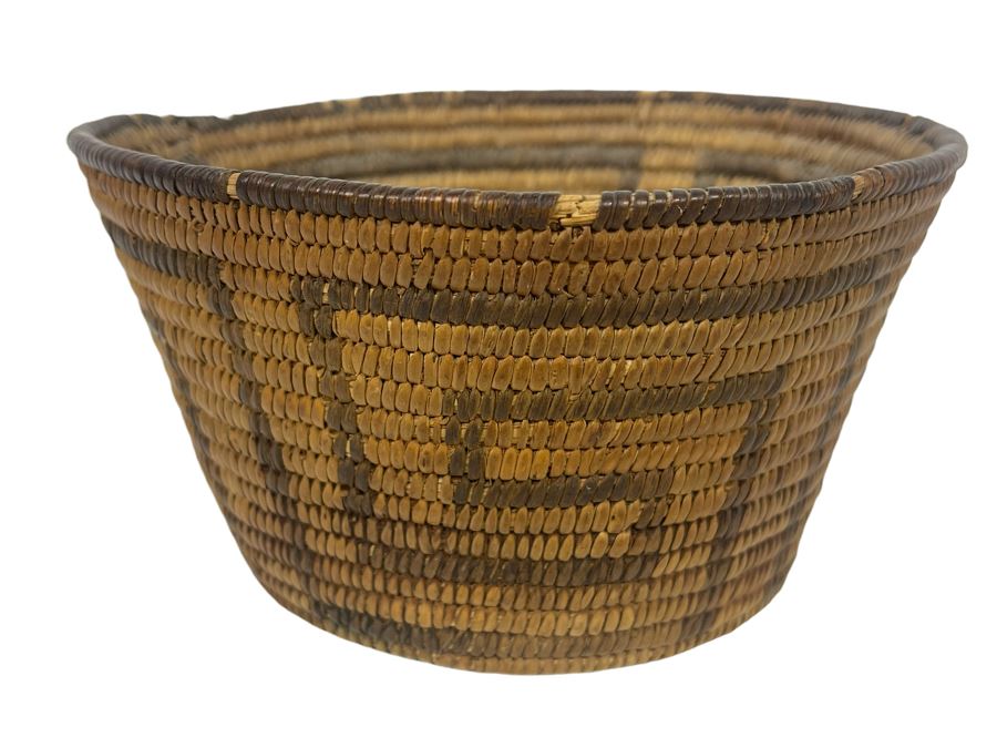 Antique Native American Indian Pima Basket From Arizona Circa 1910 Some Wear From Age 6.5W X 3.5H