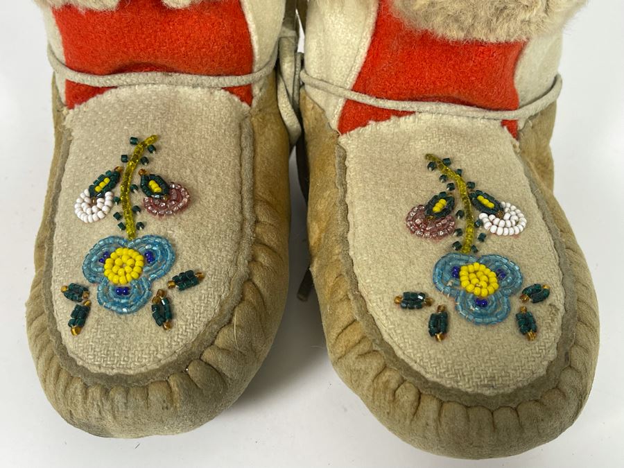 Vintage Nootka Child’s Beaded Mukluks Moccasins 7L [Photo 5]