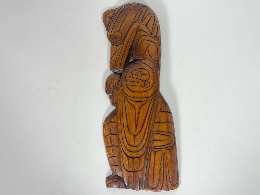 Vintage Wooden Carved Raven / Eagle By Russell Williams Coast Salish N. Vancouver 10.5L X 4W [Photo 3]