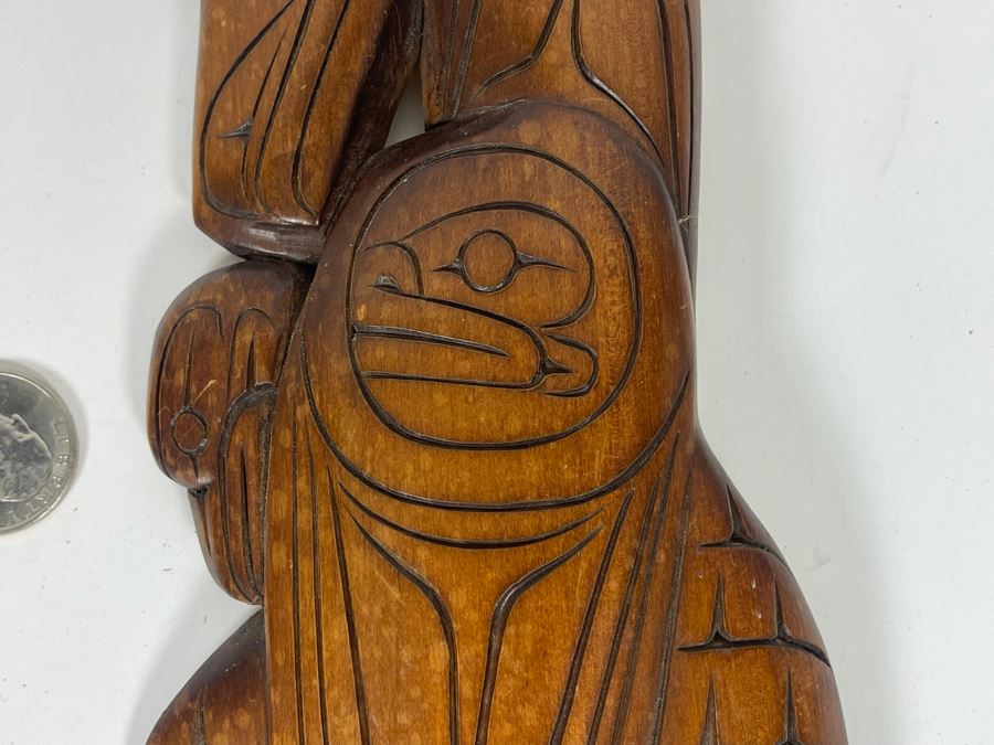 Vintage Wooden Carved Raven / Eagle By Russell Williams Coast Salish N. Vancouver 10.5L X 4W [Photo 6]