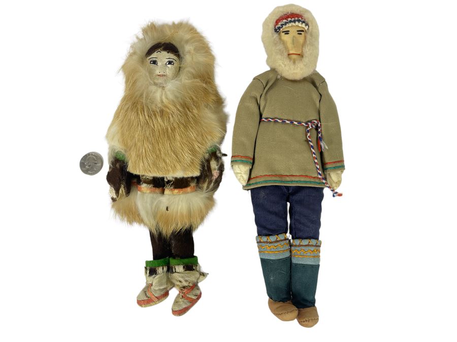Vintage Pair Of 1940 Eskimo Dolls 12H