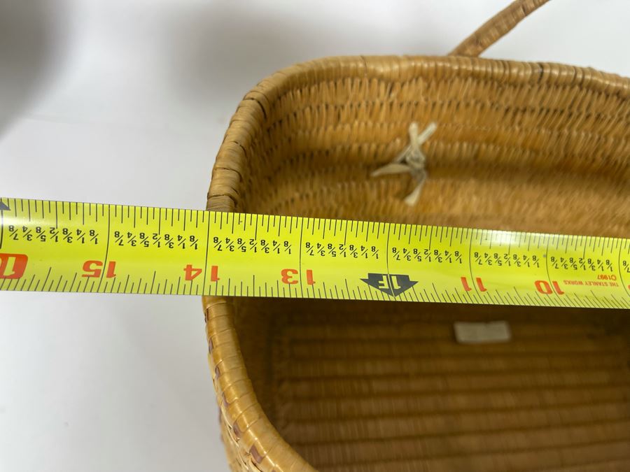 Large Vintage Fraser River (Thompson) Native American Indian Basket With Handles 14W X 8D X 8H [Photo 10]