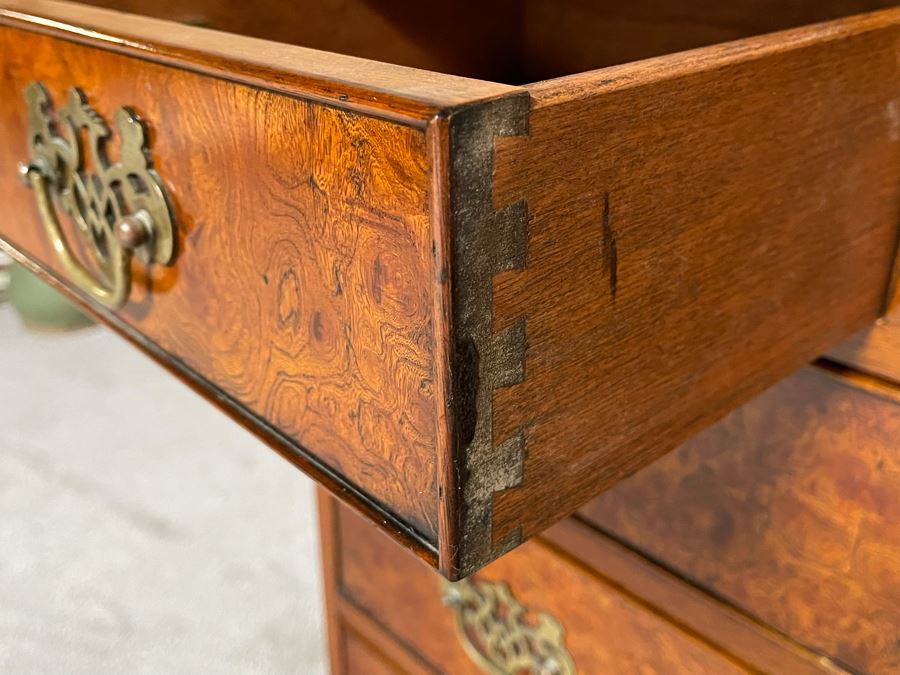 Vintage Burled Walnut Chest Of Drawers Dresser By Southampton 30W X 16.5D X 32H [Photo 7]