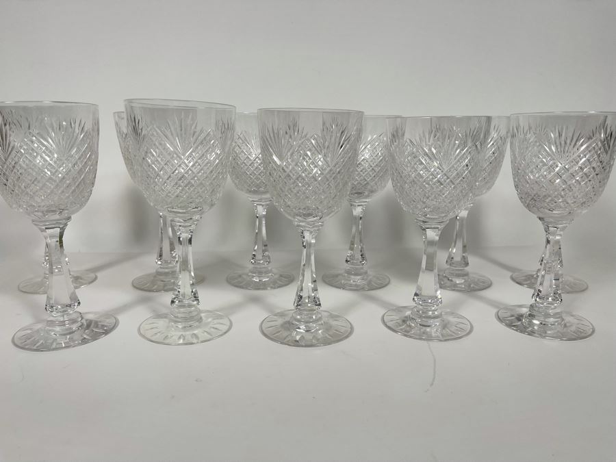 Hawkes Strawberry Diamond & Fan Crystal Stemware Glasses Water Goblets 7.5H Replacement Value $880 [Photo 3]