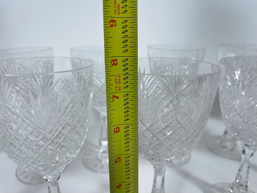 Hawkes Strawberry Diamond & Fan Crystal Stemware Glasses Water Goblets 7.5H Replacement Value $880 [Photo 11]