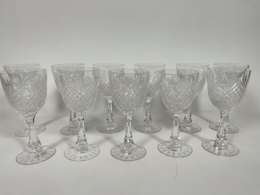 Hawkes Strawberry Diamond & Fan Crystal Stemware Glasses Water Goblets 7.5H Replacement Value $880 [Photo 2]