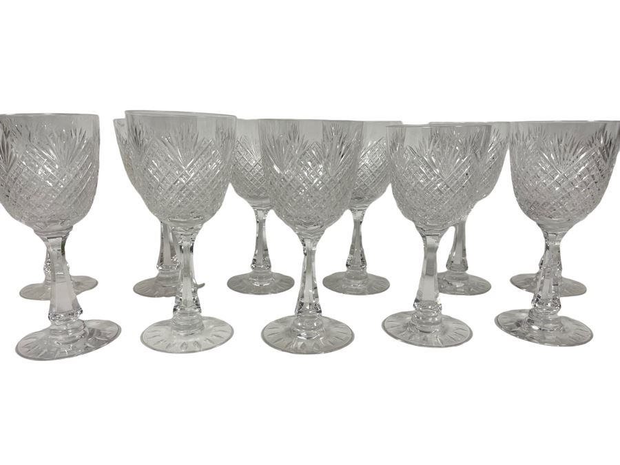 Hawkes Strawberry Diamond & Fan Crystal Stemware Glasses Water Goblets 7.5H Replacement Value $880