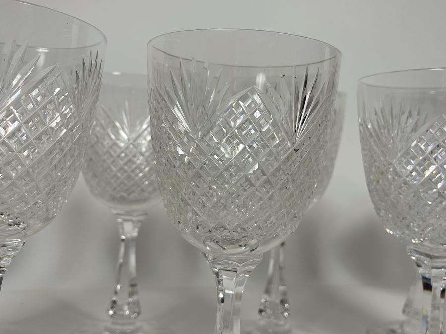 Hawkes Strawberry Diamond & Fan Crystal Stemware Glasses Water Goblets 7.5H Replacement Value $880 [Photo 7]