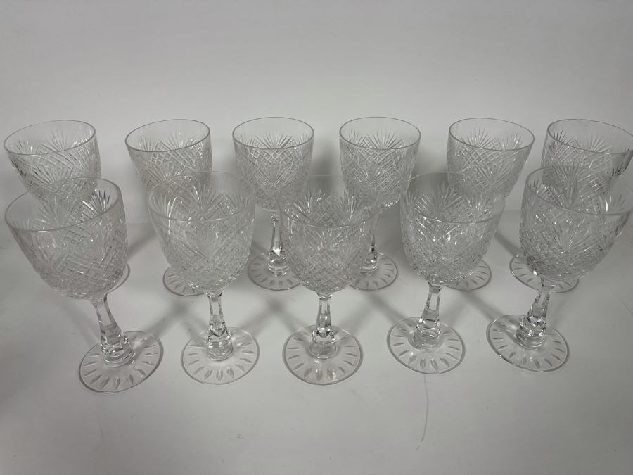 Hawkes Strawberry Diamond & Fan Crystal Stemware Glasses Water Goblets 7.5H Replacement Value $880 [Photo 10]