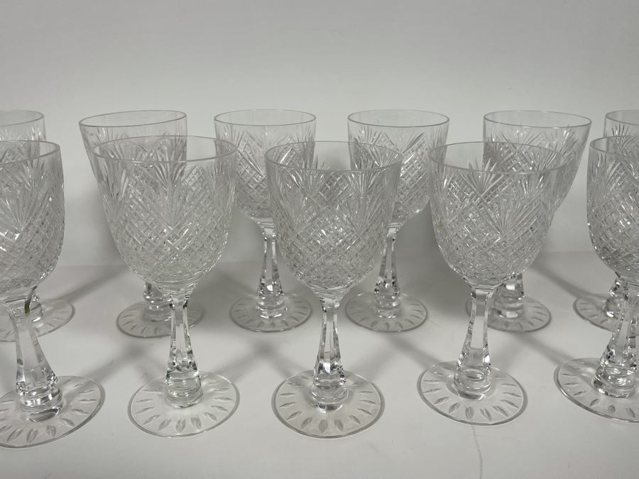 Hawkes Strawberry Diamond & Fan Crystal Stemware Glasses Water Goblets 7.5H Replacement Value $880 [Photo 6]