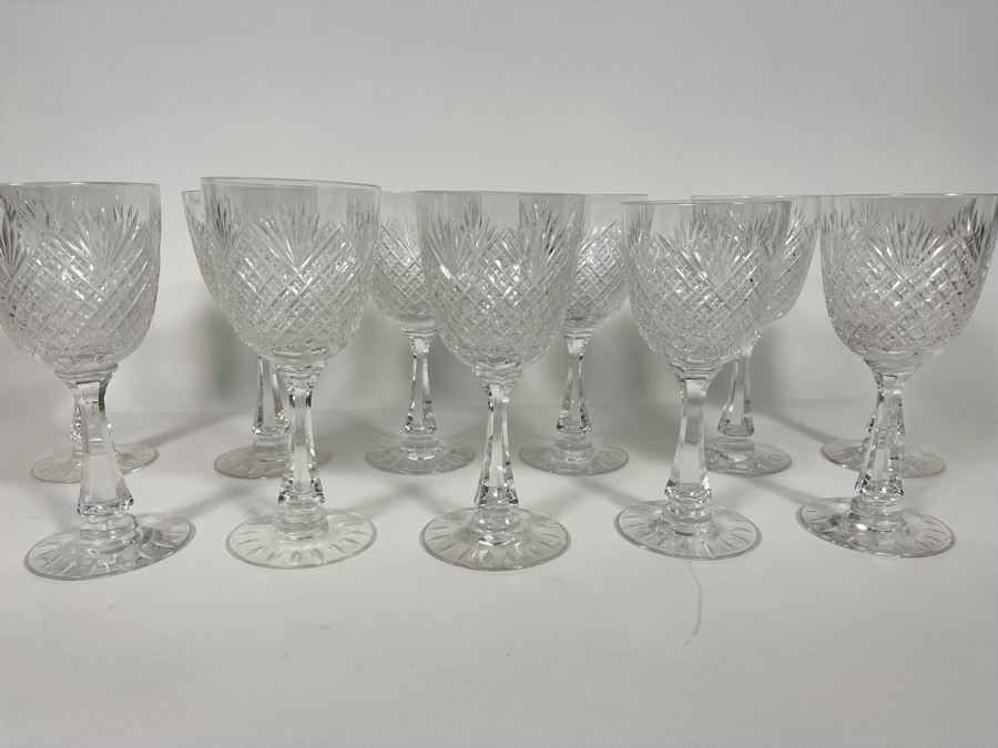 Hawkes Strawberry Diamond & Fan Crystal Stemware Glasses Water Goblets 7.5H Replacement Value $880 [Photo 4]