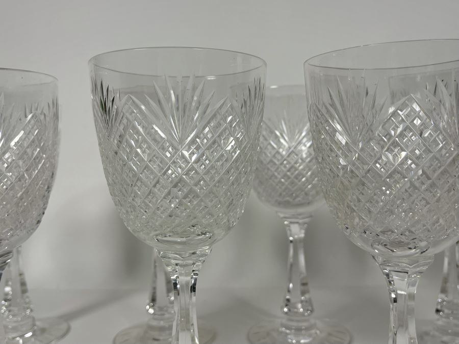 Hawkes Strawberry Diamond & Fan Crystal Stemware Glasses Water Goblets 7.5H Replacement Value $880 [Photo 8]