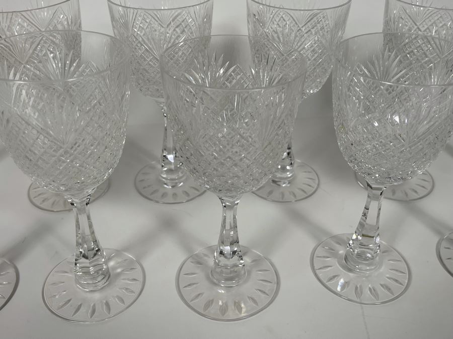 Hawkes Strawberry Diamond & Fan Crystal Stemware Glasses Water Goblets 7.5H Replacement Value $880 [Photo 9]
