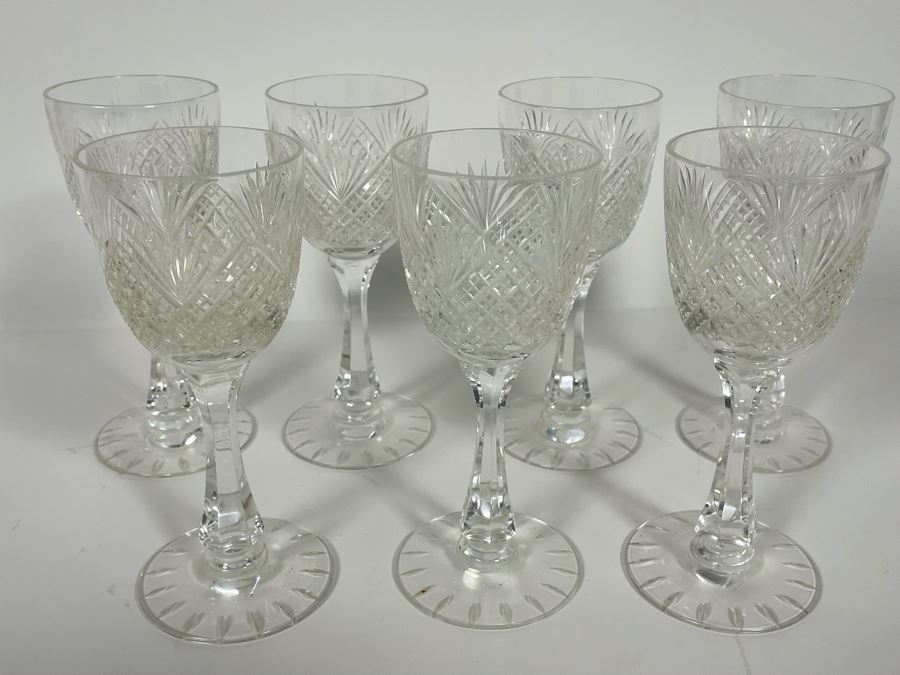 Hawkes Strawberry Diamond & Fan Crystal Stemware Glasses Claret Wine 6 5/8H [Photo 4]