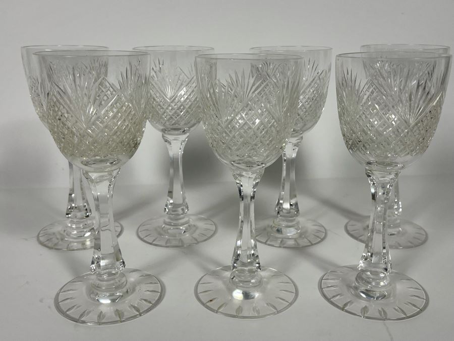 Hawkes Strawberry Diamond & Fan Crystal Stemware Glasses Claret Wine 6 5/8H [Photo 2]