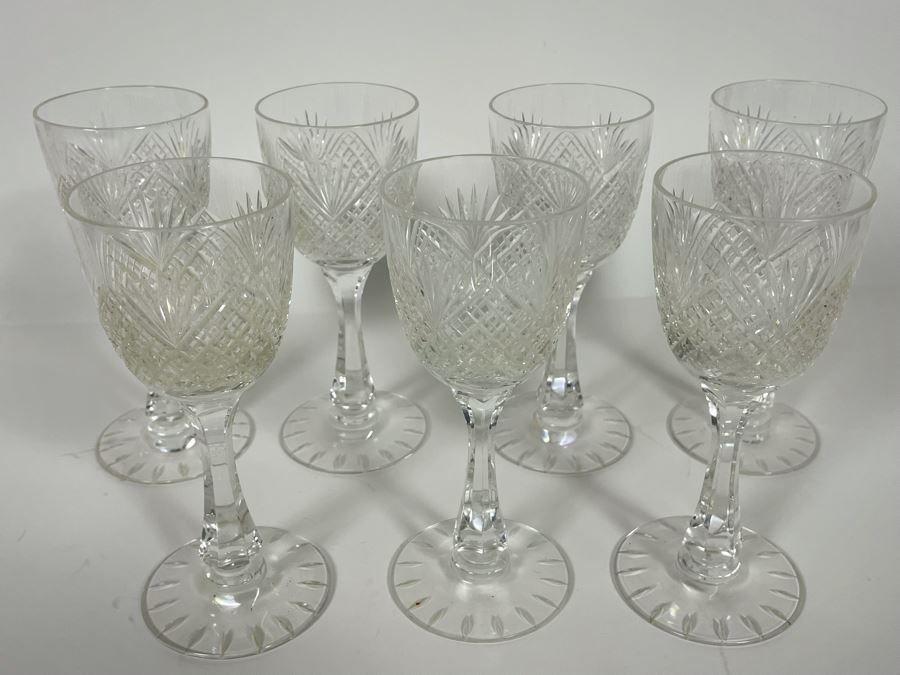 Hawkes Strawberry Diamond & Fan Crystal Stemware Glasses Claret Wine 6 5/8H [Photo 5]