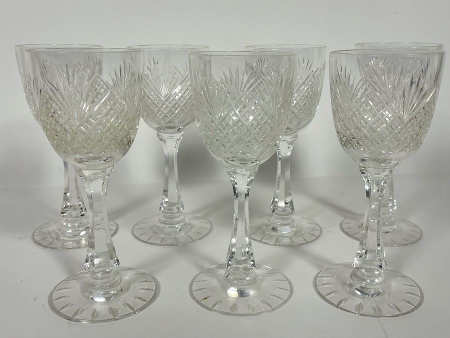 Hawkes Strawberry Diamond & Fan Crystal Stemware Glasses Claret Wine 6 5/8H [Photo 3]