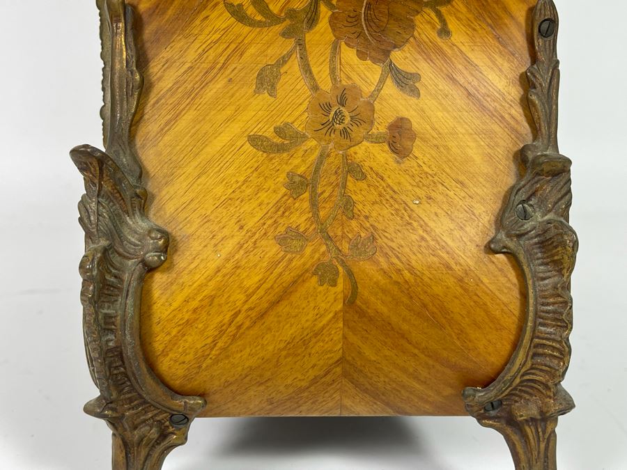 Vintage French Louis XIV Style Wooden Inlay Pendulum Mantel Clock By Artem With German FHS Movement With Original Instructions Working [Photo 13]