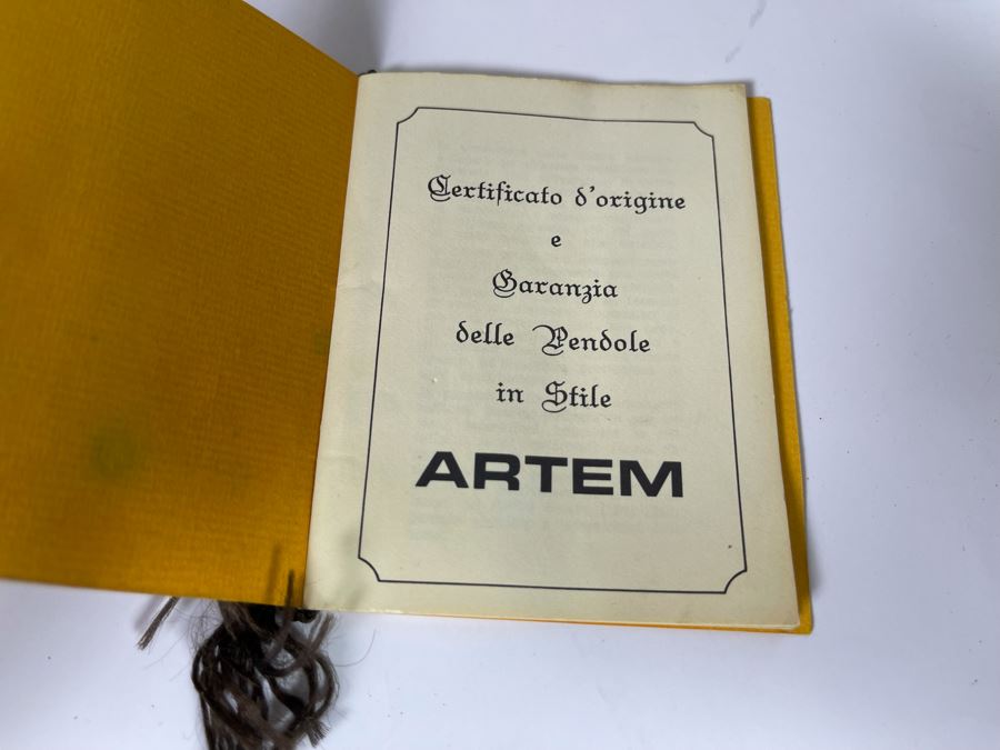 Vintage French Louis XIV Style Wooden Inlay Pendulum Mantel Clock By Artem With German FHS Movement With Original Instructions Working [Photo 23]