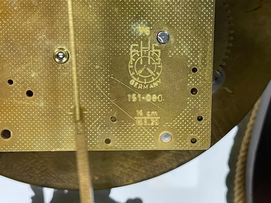 Vintage French Louis XIV Style Wooden Inlay Pendulum Mantel Clock By Artem With German FHS Movement With Original Instructions Working [Photo 21]